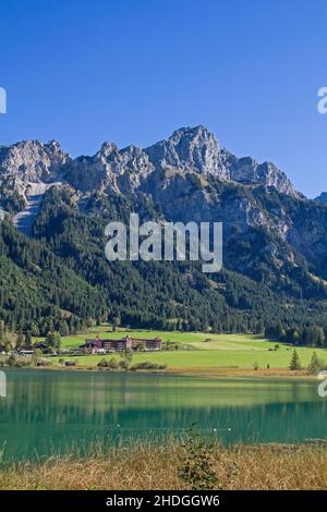 tannheimer Berge, haldensee, Haldensee Stockfoto