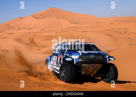 217 Ten Brinke Bernhard (nld), Delaunay Sébastien (Fra), Overdrive Toyota, Toyota Hilux Overdrive, Auto FIA T1/T2, W2RC, Aktion während der Etappe 5 der Rallye Dakar 2022 um Riad, am 6th 2022. Januar in Riad, Saudi-Arabien - Foto Eric Vargiolu / DPPI Stockfoto