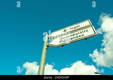 berlin, Schild, tegel, Gedenkstätte, plötzensee, Schilde, Tegels, Gedenkstätten Stockfoto