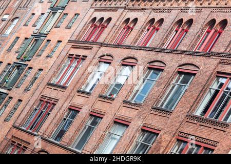 Altes Haus, Ziegelfassade, alte Häuser, Ziegelfassaden Stockfoto