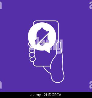 Symbol „Benachrichtigungen aus“ mit einem Smartphone Stock Vektor