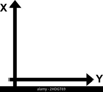 Vektordarstellung der kartesischen x- und y-Achsen, in 2D (zwei Dimensionen) Stock Vektor