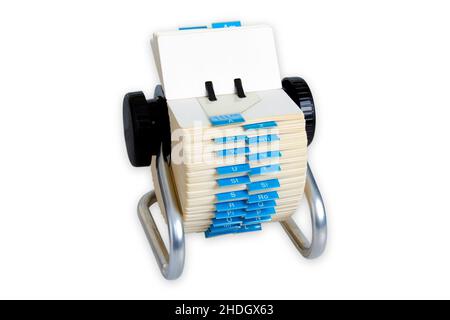 Karteikarten, Rolodex, Karteikarten, Rolodexe Stockfoto