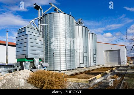 Baustelle, Silo, Baustellen, Baustellen, Baustellen, Silos Stockfoto