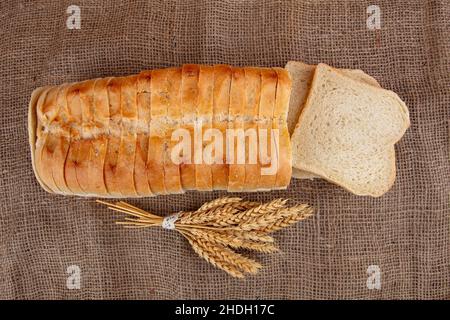 Brot, Scheibe Brot, Weißbrot, Brot, Scheibe Brot, Weißes Brot Stockfoto