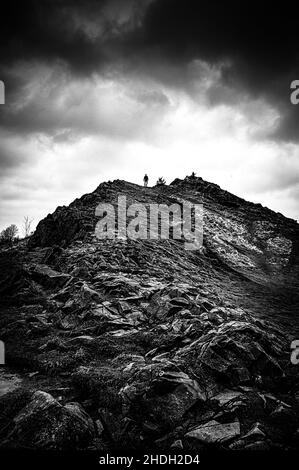 Blick in Richtung Salisbury Crags (Westseite) des Holyrood Parks - (Info aus Wikipedia... (Auch Queen's Park oder King's Park genannt, je nach Stockfoto