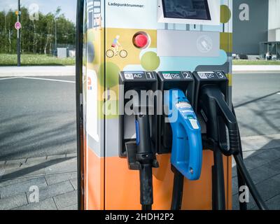 Elektroauto, Ladestation, Ladestation, Elektroautos Stockfoto