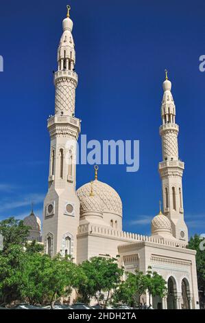 Jumeirah Moschee, Al-Jumeirah Road, Jumeirah, Dubai, Vereinigte Arabische Emirate Stockfoto