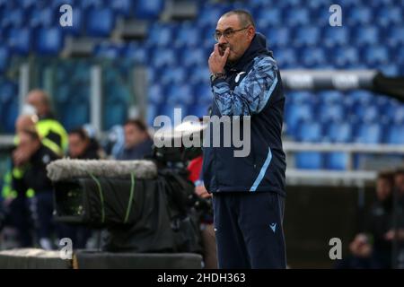 Rom, Italien. 06th Januar 2022. Lazio-Trainer Maurizio Sarri (Lazio) während des Serie-A-Spiels zwischen SS Lazio und FC Empoli im Stadio Olimpico am 6. Januar 2022 in Rom, Italien. (Foto von Giuseppe Fama/Pacific Press) Quelle: Pacific Press Media Production Corp./Alamy Live News Stockfoto