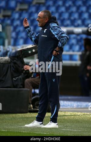 Rom, Italien. 06th Januar 2022. Lazio-Trainer Maurizio Sarri (Lazio) während des Serie-A-Spiels zwischen SS Lazio und FC Empoli im Stadio Olimpico am 6. Januar 2022 in Rom, Italien. (Foto von Giuseppe Fama/Pacific Press) Quelle: Pacific Press Media Production Corp./Alamy Live News Stockfoto