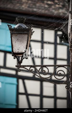 Fachwerk, Straßenlaterne, Laterne, Halbhölzernes, Straßenlampen, Laternen Stockfoto