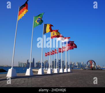 Qatar 2022 teilnehmen County Flagge Stockfoto