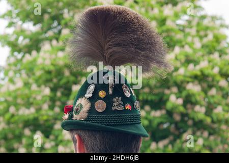 natinal Kostüm, Gamsbart, Hut-Dekoration, Natinal Kostüme Stockfoto