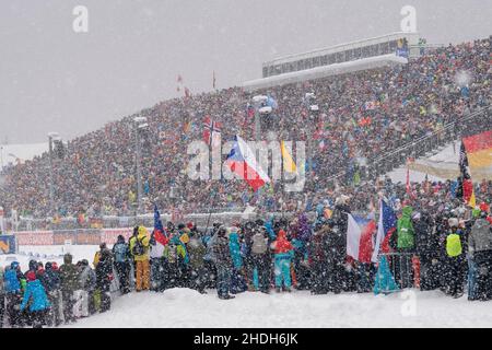 Zuschauer, Biathlon, Chiemgauarena, Zuschauer Stockfoto