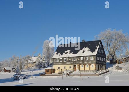 oberlausitz, Umbindehaus, lausitzer Hochland, Oberlusatias Stockfoto