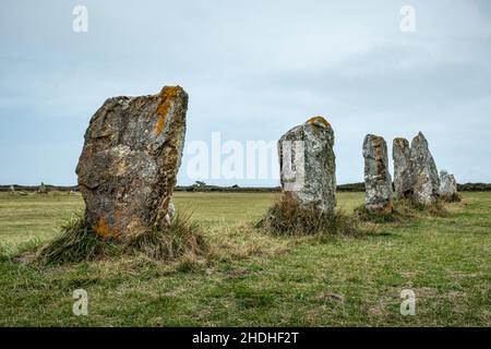 Megalith, Steinausrichtung, Megaliths, Steinausrichtung Stockfoto