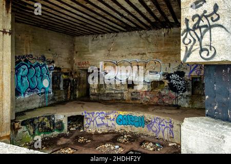 Graffiti, Bombenschutz, camaret sur mer, Graffitis, Bombenschutz Stockfoto