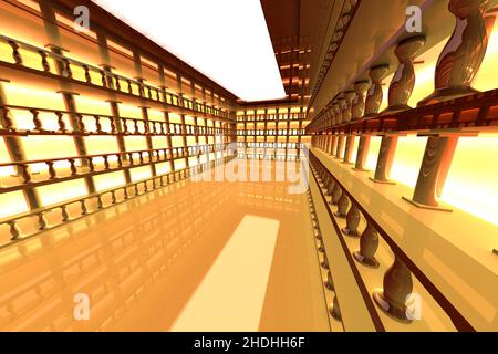 Halle, 3D, Atrium, Hallen, Atrien Stockfoto