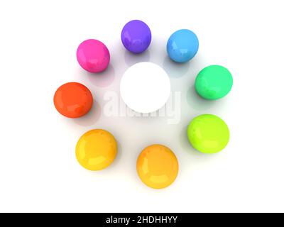 Kugeln, Farbkreis, Spektrum, Kugel, Farbkreise, Spektren Stockfoto
