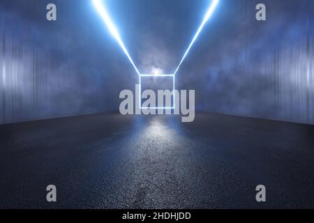 Nebel, Zimmer, Neonlicht, Nebel, Zimmer, Neonlichter Stockfoto