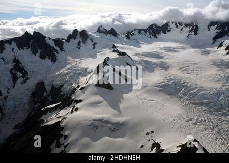 Franz Josef Glacier ist ein gemäßigter Gletscher in den Südalpen Neuseelands, Stockfoto
