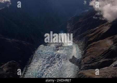 Franz Josef Glacier ist ein gemäßigter Gletscher in den Südalpen Neuseelands, Stockfoto
