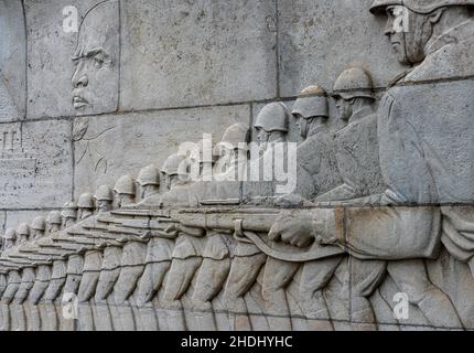 Armeesoldat, zweiter Weltkrieg, Denkmal, sowjetisches Kriegsdenkmal, Rote Armee, Armee Soldaten, Truppen, Weltkrieg ii, Weltkrieg ll, WW2, wwii, wwll, Stockfoto