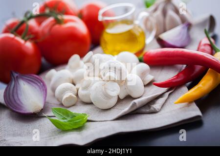 Gemüse, Pilze, Zutat, Gemüse, Pilze, Zutaten Stockfoto