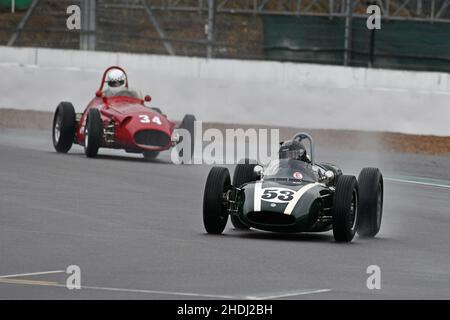 Justin Maeers, Cooper T53, HGPCA Pre ’66 Grand Prix Cars, solche, die in Grand-Epeuve-Rennen (definiert als wichtige Grand-Prix-Rennen) gefahren sind, bestehend aus Stockfoto