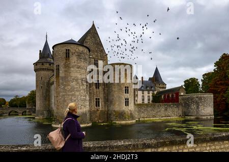 Sully-sur-Loire an einem bewölkten Herbsttag Stockfoto