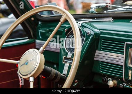 oldtimer, Lenkrad, Oldtimer, Lenkrad Stockfoto