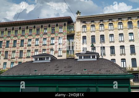 Majolikahaus, links wien-Linie Stockfoto