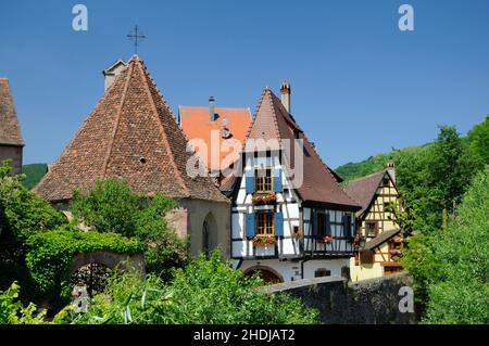 elsass, Fachwerk, kaysersberg, Alsaces, Fachwerk, Timbereds, Kajsersbergs Stockfoto