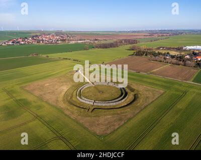 Luftaufnahme des Goseck-Kreises, einem antiken Sonnenobservatorium, Deutschland Stockfoto