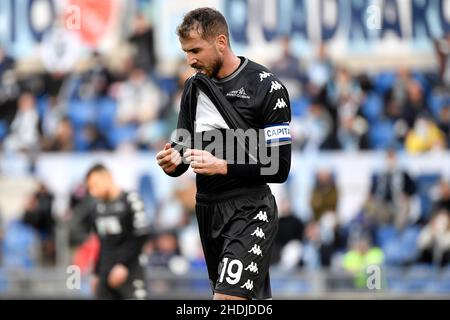 Roma, Italien. 06th Januar 2022. Andrea La Mantia vom FC Empoli reagiert während des Fußballspiels der SS Lazio und des FC Empoli im Olimpico-Stadion in Rom (Italien) am 6th. Januar 2022. Foto Antonietta Baldassarre/Insidefoto Kredit: Insidefoto srl/Alamy Live News Stockfoto