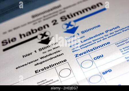 Wahlen, Demokratie, Wahlen, Demokratien, Stimmzettel Stockfoto