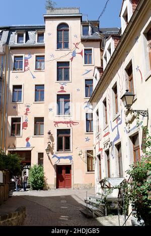 dresden, Kunsthofpassage, Hof der fabelwesen, kunsthof, dresdens, Kunsthofpassagen Stockfoto