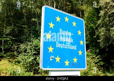 Hinweisschild, eu, Bundesrepublik deutschland, Hinweisschild, Bundesrepublik deutschland Stockfoto