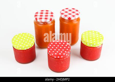 Marmelade, Konfitüren, hausgemachte, Marmeladen, Konfitüren, Süßes Glas, süße Gläser, Hausmades Stockfoto