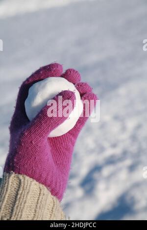 Winter, rosa, Handschuh, Schneeball, Winter, Pinks, Handschuhe, Schneebälle Stockfoto