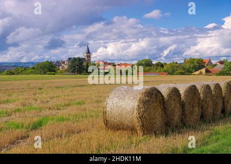 Feld-, Ballen-, Rundballen-, riom-, aubiat-, Felder, Ballen, Rundballen Stockfoto