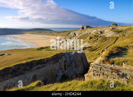 Küste, bretagne, Bombenschutz, atlantikmauer, camaret sur mer, Küsten, Brittanien, Bombenschutzanlagen, atlantikmauern, camaret-sur-MERS Stockfoto