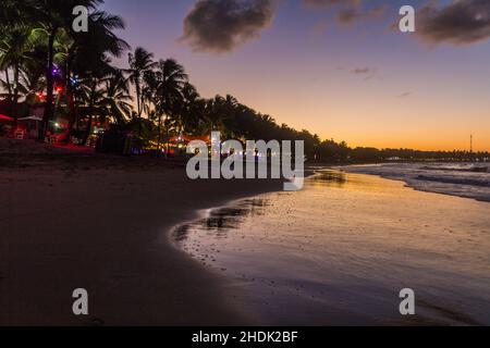 Nachtansicht des Strandes von Cabarete, Dominikanische Republik Stockfoto