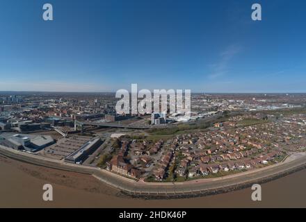 Breites Panorama der Uferpromenade von Kingston upon Hull Stockfoto
