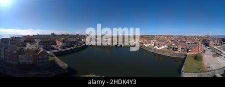 Breites Panorama der Uferpromenade von Kingston upon Hull Stockfoto