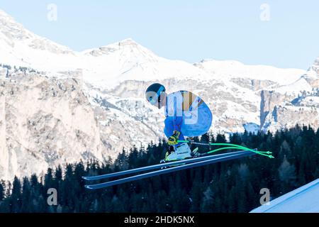 Gröden, Italien. 18th Dez, 2021 ARVIDSSON Erik (USA) nimmt am FIS Alpine Ski World Cup Men’s Downhill Race auf der Saslong-Strecke Teil. Stockfoto