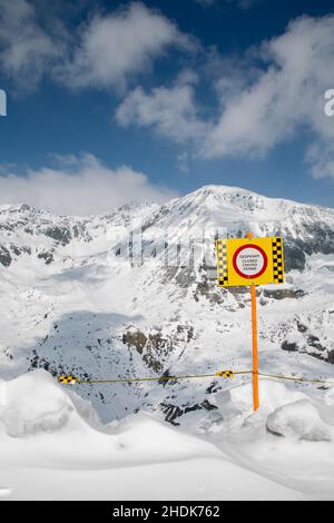 Warnschild, gesperrt, Skipiste, Warnschilder, Lockeds, Skipisten Stockfoto