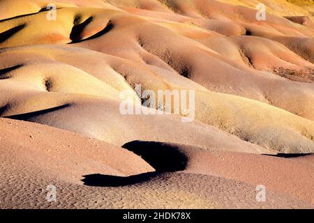 Sieben farbige Erden Stockfoto