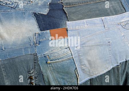 Textil, Jeans, blaue Jeans, Stoff, Stoffe, Textilien Stockfoto