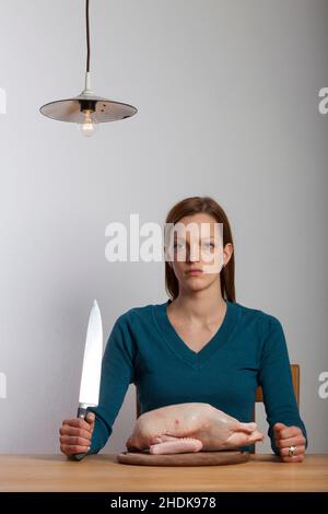 Frau, Fleisch, bedrohlich, weiblich, Damen, dame, Frauen, Fleisch Stockfoto